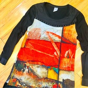 Dolceeza Simply Art black red mini dress Michael Phillips art to wear Medium